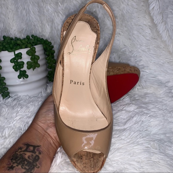 Christian Louboutin Sling Patent Leather Wedges - Picture 10 of 16